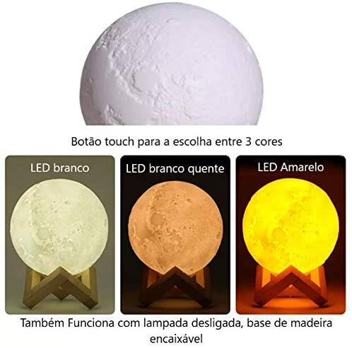 Candeeiro humidificador e difusor Lua 3D