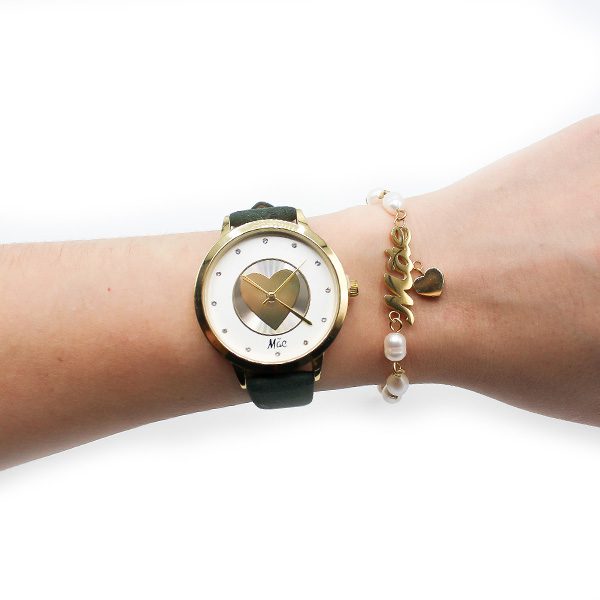 Relógio Coração Mãe Dourado+ Oferta de uma Pulseira